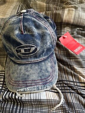 Diesel Men’s Distressed Denim Cap - Blue